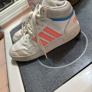 Adidas Kids' White and Coral Sneakers